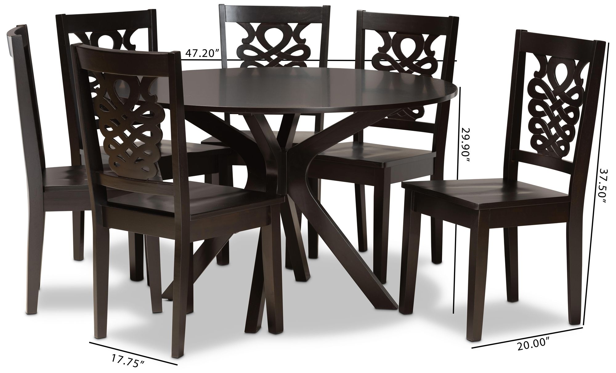 Liese Dark Brown Wood 7-Piece Dining Table and Chair Set