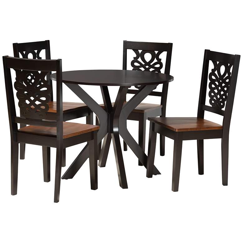 Image 1 Liese Two-Tone Brown Wood 5-Piece Dining Table and Chair Set