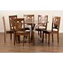Liese Walnut Brown Wood 7-Piece Dining Table and Chair Set