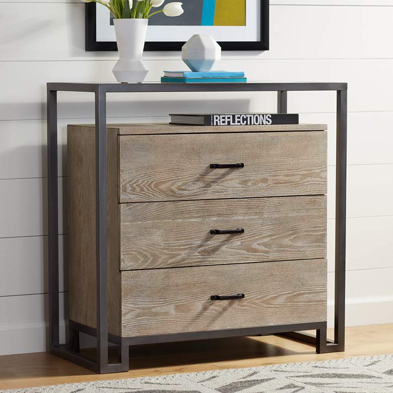 Image 1 Liev 33 1/2" Wide Wood - Metal 3-Drawer Modern Accent Chest