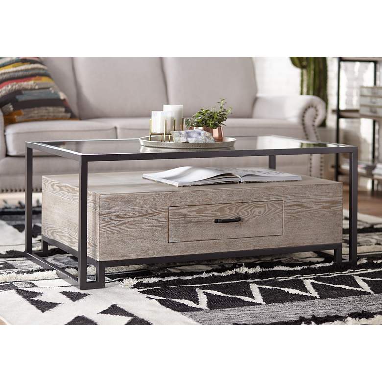 Image 1 Liev 47 1/4" Wide Wood and Metal Modern Coffee Table