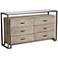 Liev 59" Wide Wood and Metal 6-Drawer Glass Top Modern Buffet Cabinet