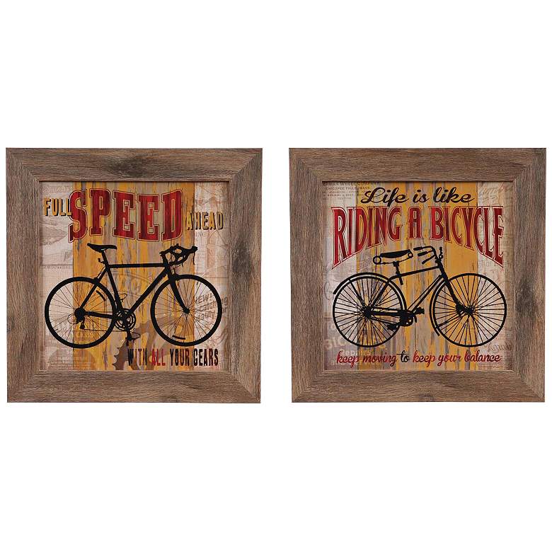 Image 1 Life is Like and Full Speed Ahead 16 inch Square Set of 2
