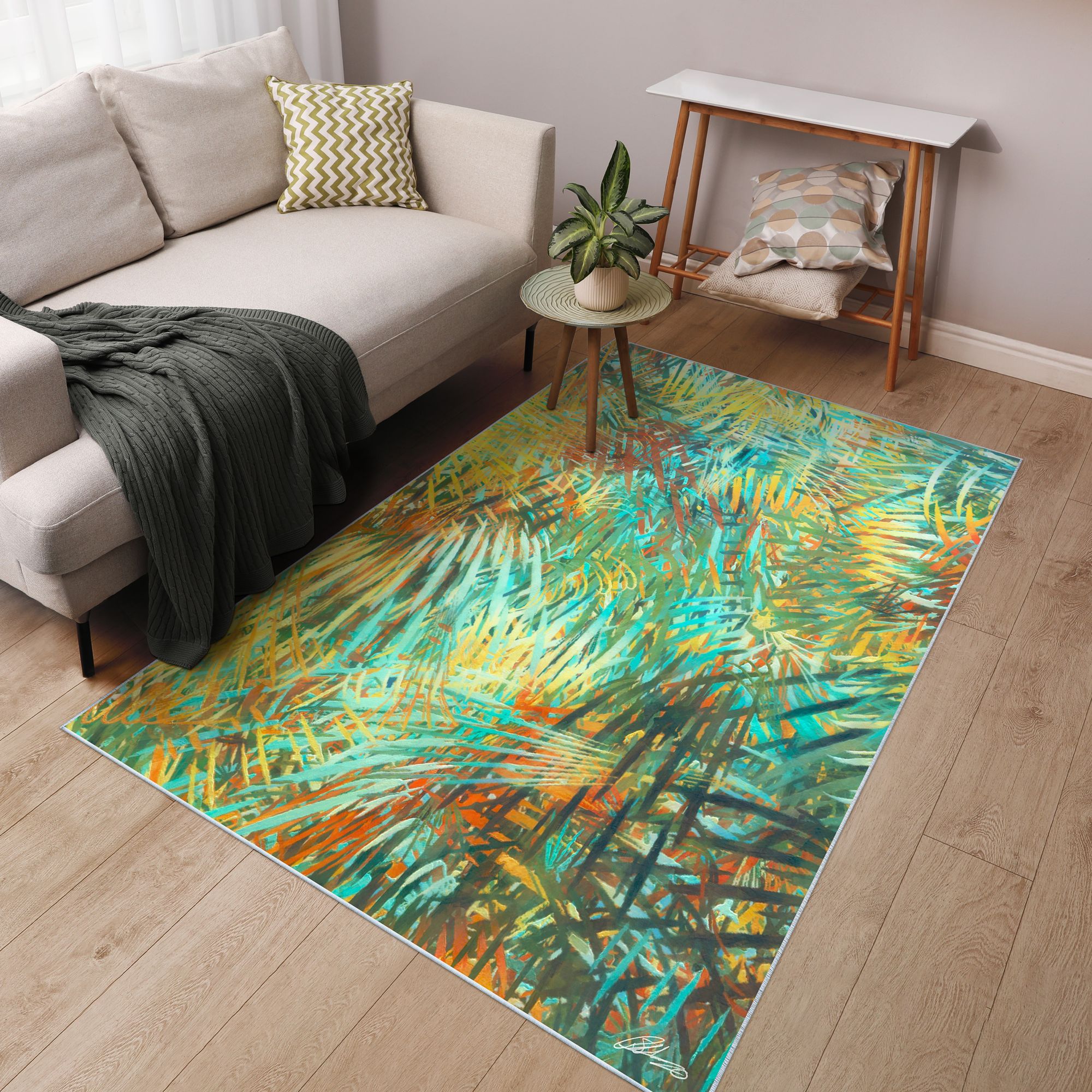 Image 2 Life of the Party I Washable Abstract Art Area Rug size 5'x8' more views