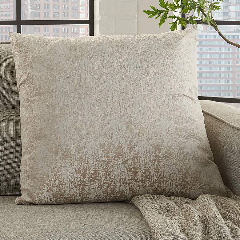 Image 1 Life Styles Beige Erased Velvet 22" Square Throw Pillow