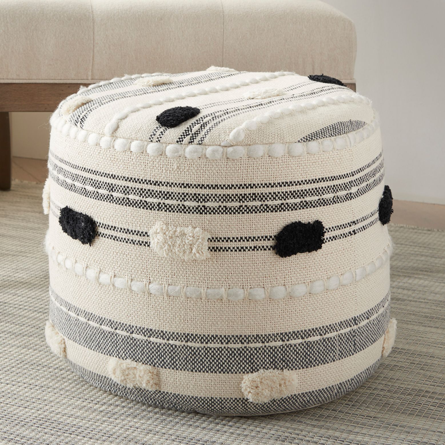 Black deals pouf ottoman