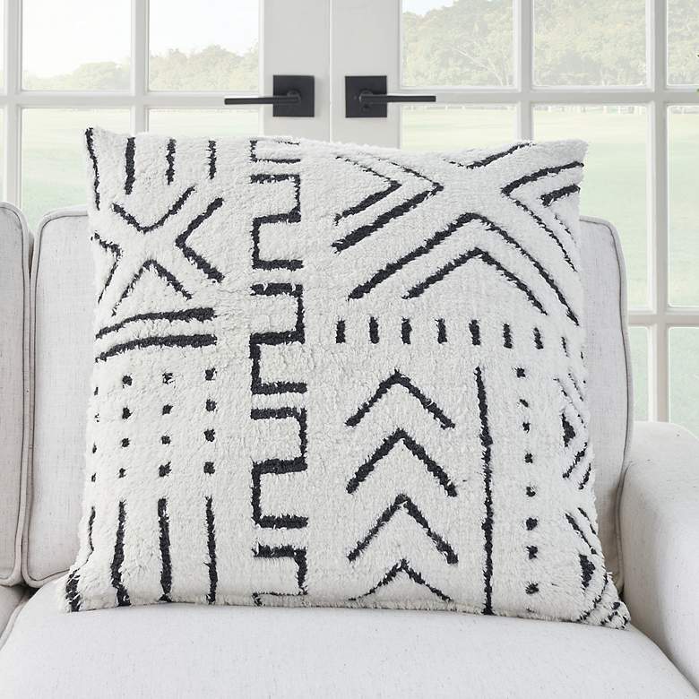 Image 1 Life Styles Black Woven Boho 20 inch Square Throw Pillow