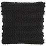 Life Styles Black Woven Stripes 17" Square Throw Pillow