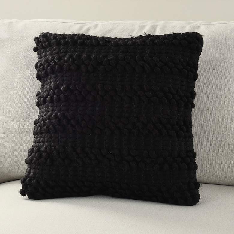 Image 1 Life Styles Black Woven Stripes 17" Square Throw Pillow