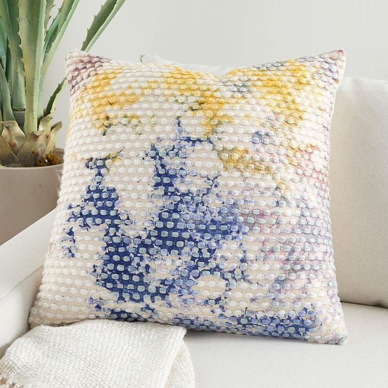 Image 1 Life Styles Blue and Yellow Tie-Dye 22" Square Throw Pillow