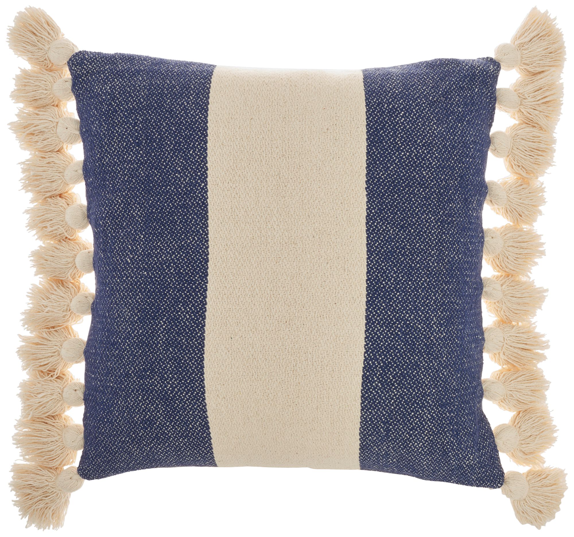 Life Styles Blue Ink 18" Square Throw Pillow with Tassel