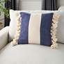 Life Styles Blue Ink 18" Square Throw Pillow with Tassel