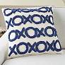 Life Styles Blue Ink Tufted XOXO 18" Square Throw Pillow