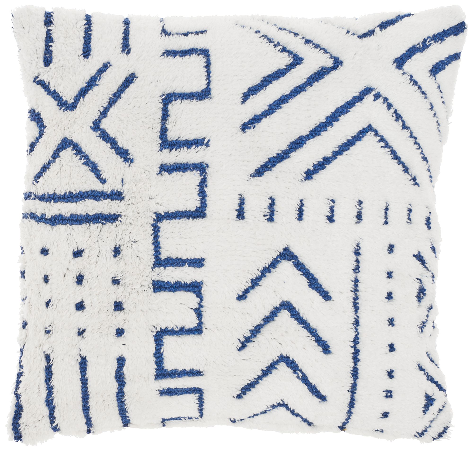 Life Styles Blue Ink Woven Boho 20" Square Throw Pillow