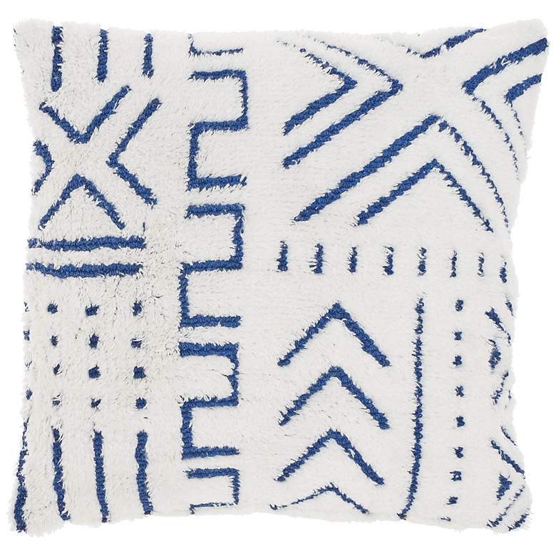 Life Styles Blue Ink Woven Boho 20&quot; Square Throw Pillow