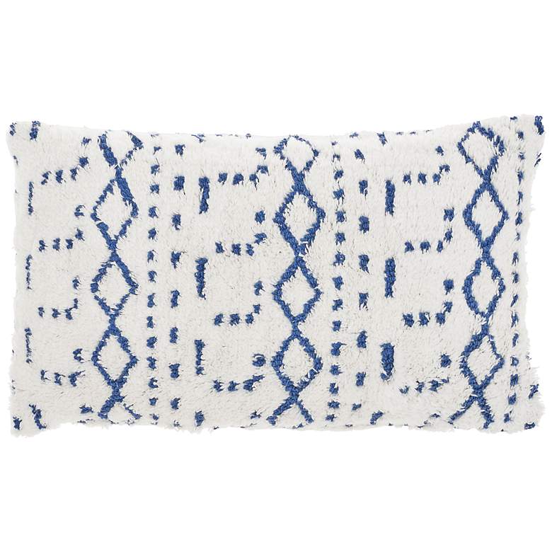 Life Styles Blue Ink Woven Boho 20&quot; x 12&quot; Throw Pillow