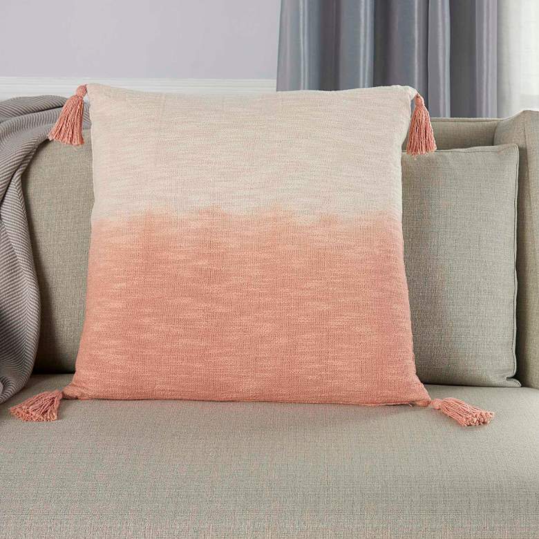 Image 1 Life Styles Blush Ombre Tassels 22 inch Square Throw Pillow