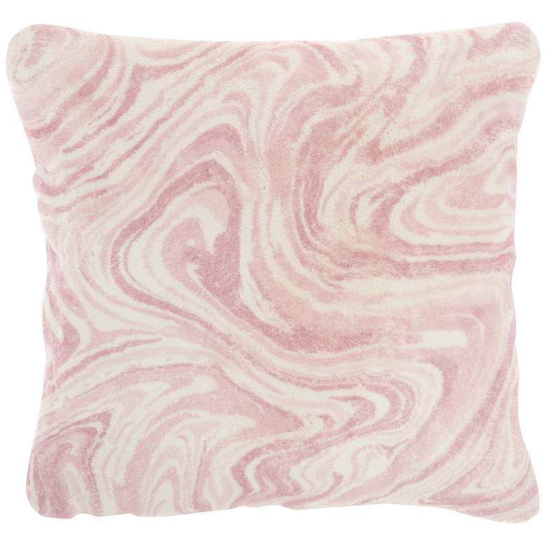 Image 2 Life Styles Blush Plush Marble 20 inch Square Throw Pillow