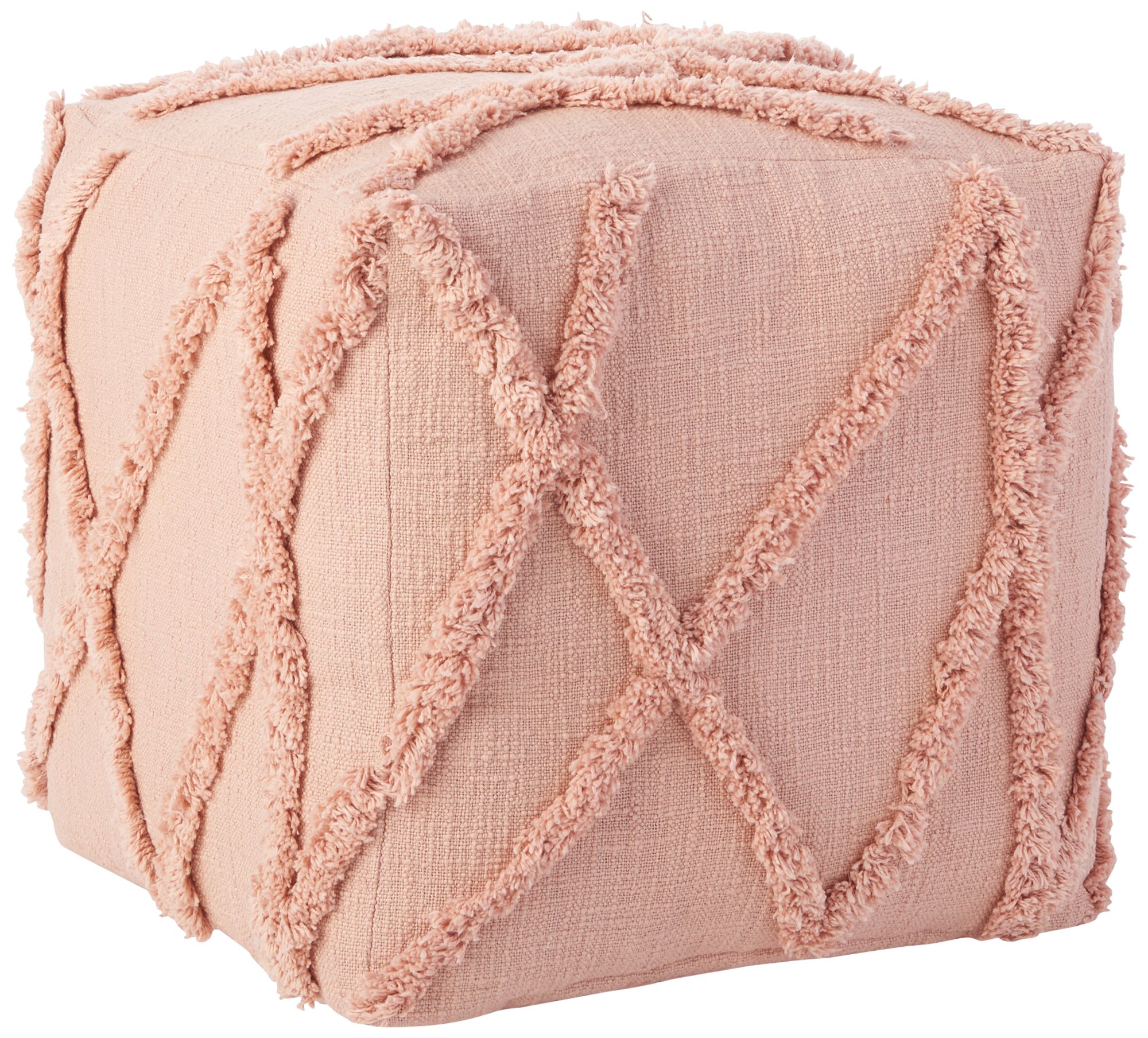 Life Styles Blush Tufted Diamond Square Pouf Ottoman