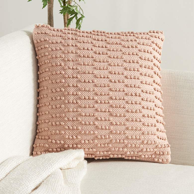 Image 1 Life Styles Blush Woven Dot Stripes 18 inch Square Throw Pillow