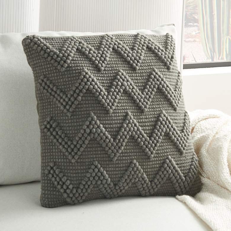 Image 1 Life Styles Charcoal Chevron 20 inch Square Throw Pillow