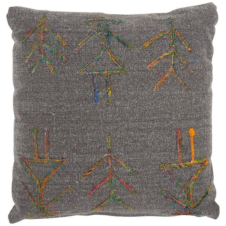 Image 2 Life Styles Charcoal Sari Figures 18" Square Throw Pillow
