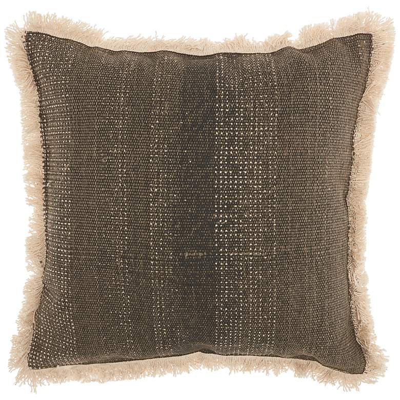 Image 1 Life Styles Charcoal Stonewash w/ Fringe 18 inch Square Pillow