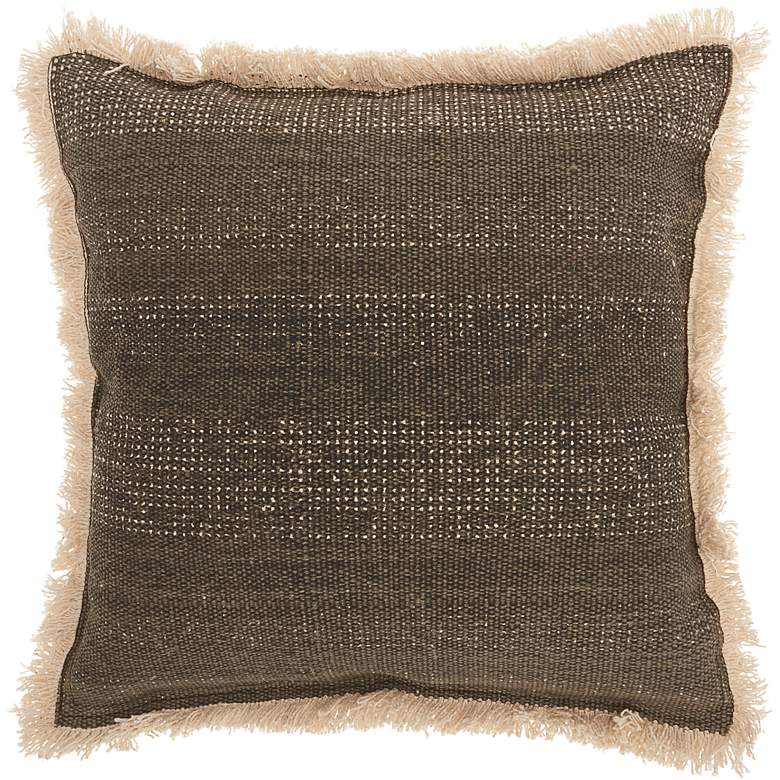 Image 3 Life Styles Charcoal Stonewash w/ Fringe 18 inch Square Pillow more views