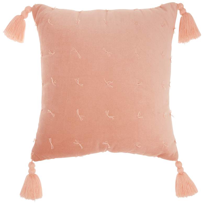 Life Styles Coral Hand-Knotted Velvet 18&quot; Square Pillow