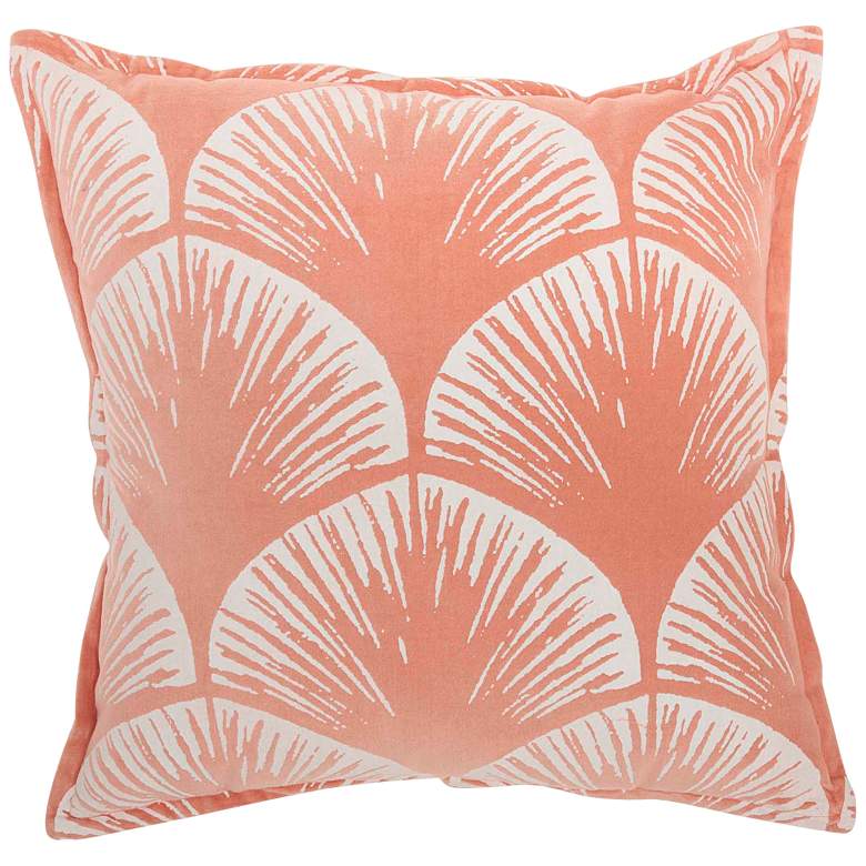 Life Styles Coral Velvet Scallops 18&quot; Square Throw Pillow