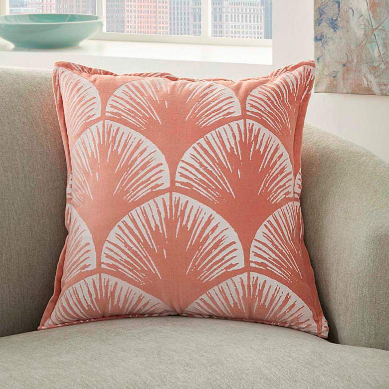 Image 1 Life Styles Coral Velvet Scallops 18" Square Throw Pillow