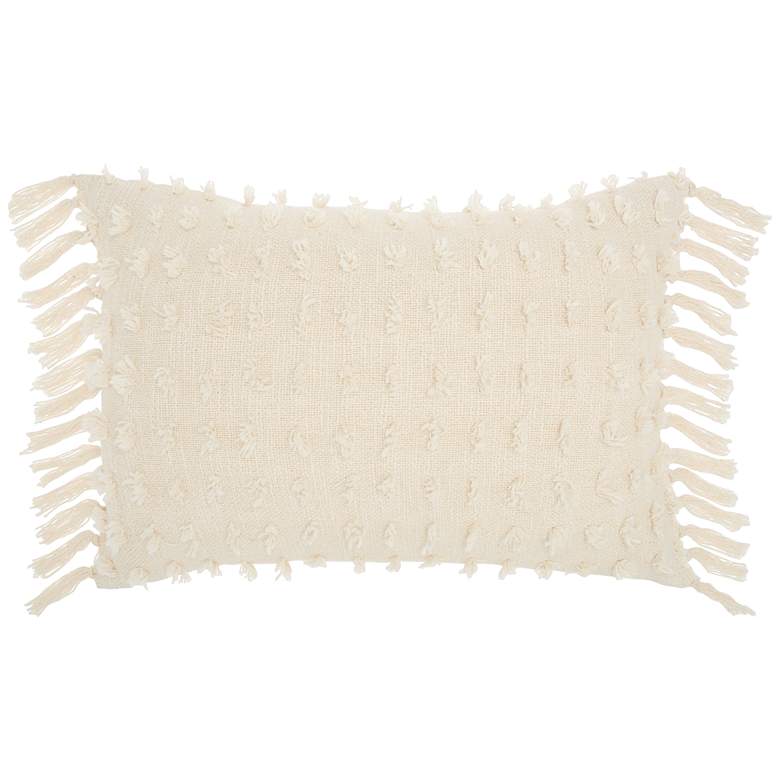 Image 2 Life Styles Cream Cut Fray Texture 20"x14" Throw Pillow