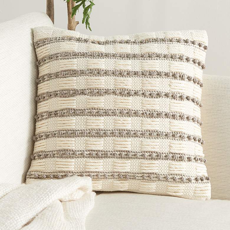 Image 1 Life Styles Gray Lines and Dots 18" Square Throw Pillow