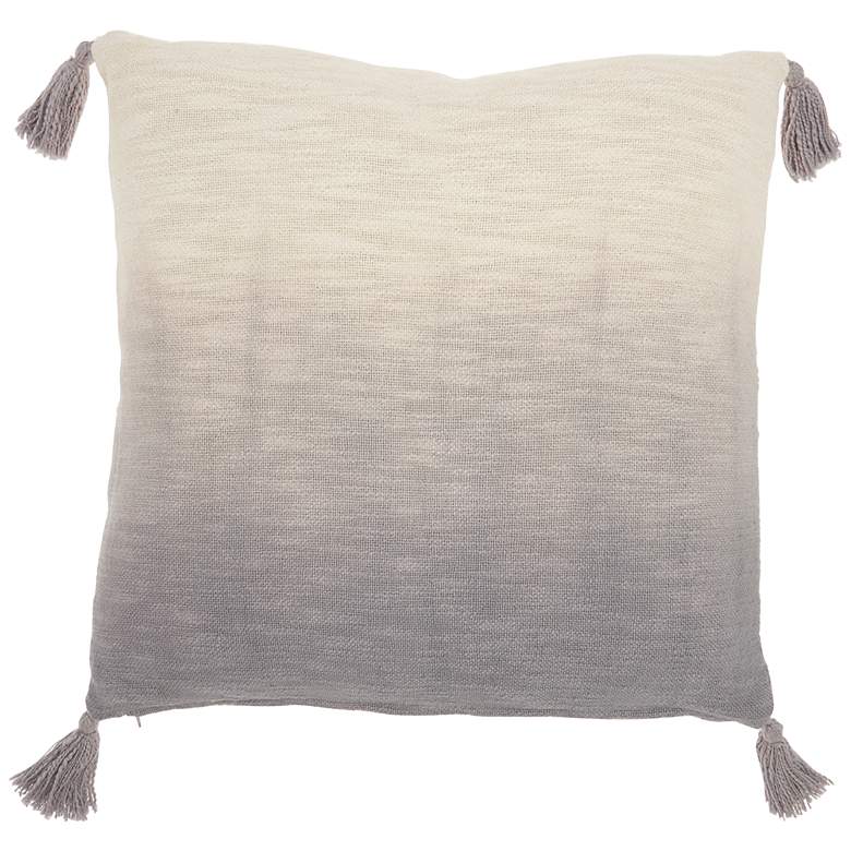 Image 2 Life Styles Gray Ombre Tassels 22 inch Square Throw Pillow