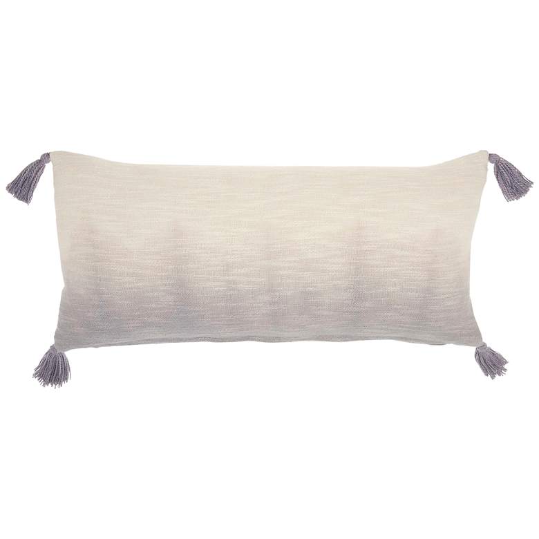 Image 2 Life Styles Gray Ombre Tassels 30 inch x 14 inch Throw Pillow
