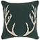 Life Styles Green Woven Antlers 18" Square Throw Pillow