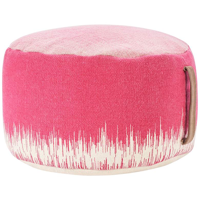 Image 1 Life Styles Hot Pink Stonewash Fabric Drum Pouf Ottoman