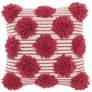 Life Styles Hot Pink Tufted Pom Poms 18" Square Throw Pillow