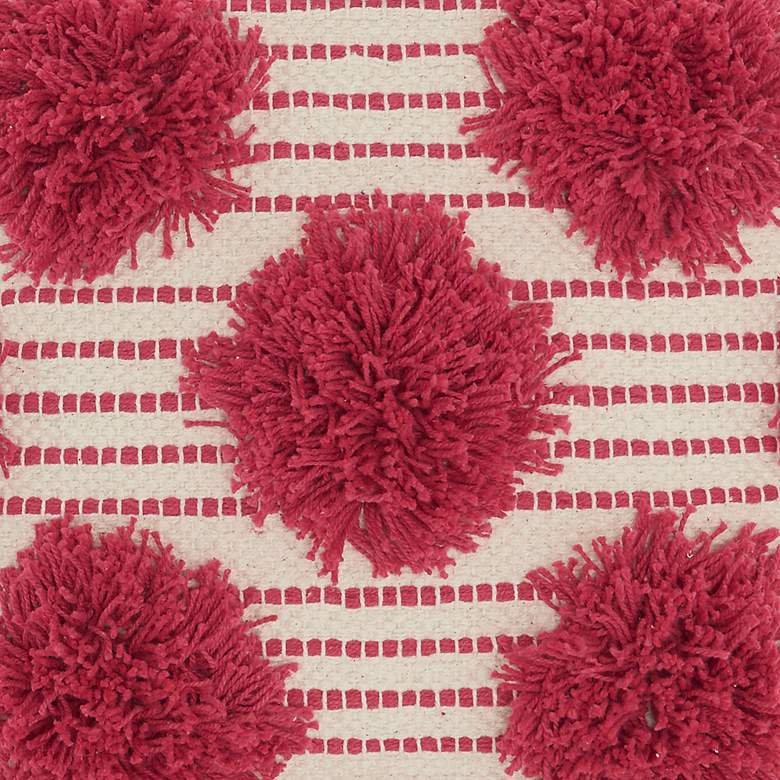 Image 3 Life Styles Hot Pink Tufted Pom Poms 18 inch Square Throw Pillow more views