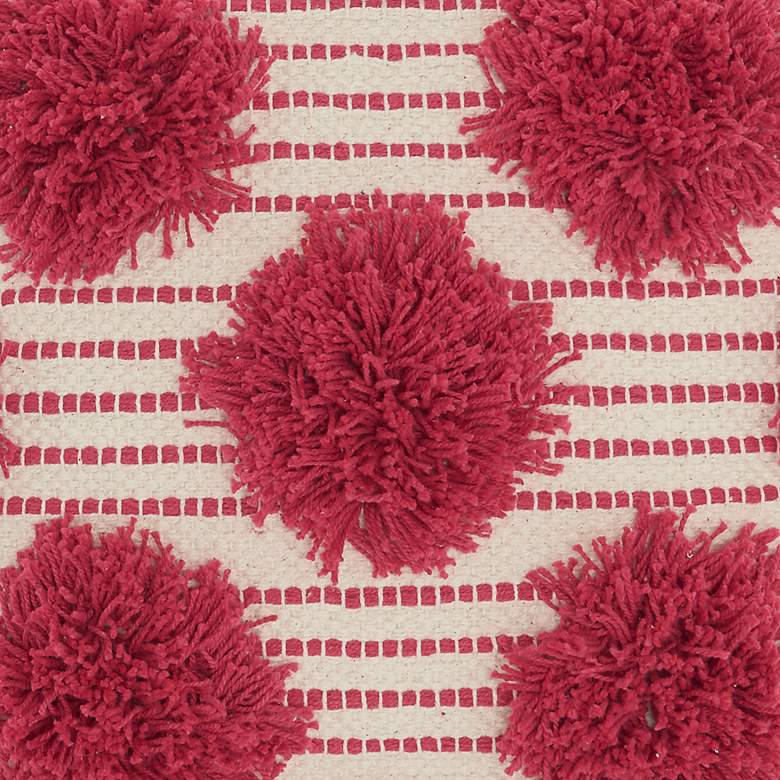 Image 3 Life Styles Hot Pink Tufted Pom Poms 18" Square Throw Pillow more views