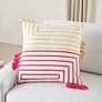 Life Styles Hot Pink Yellow Lines 18" Square Throw Pillow