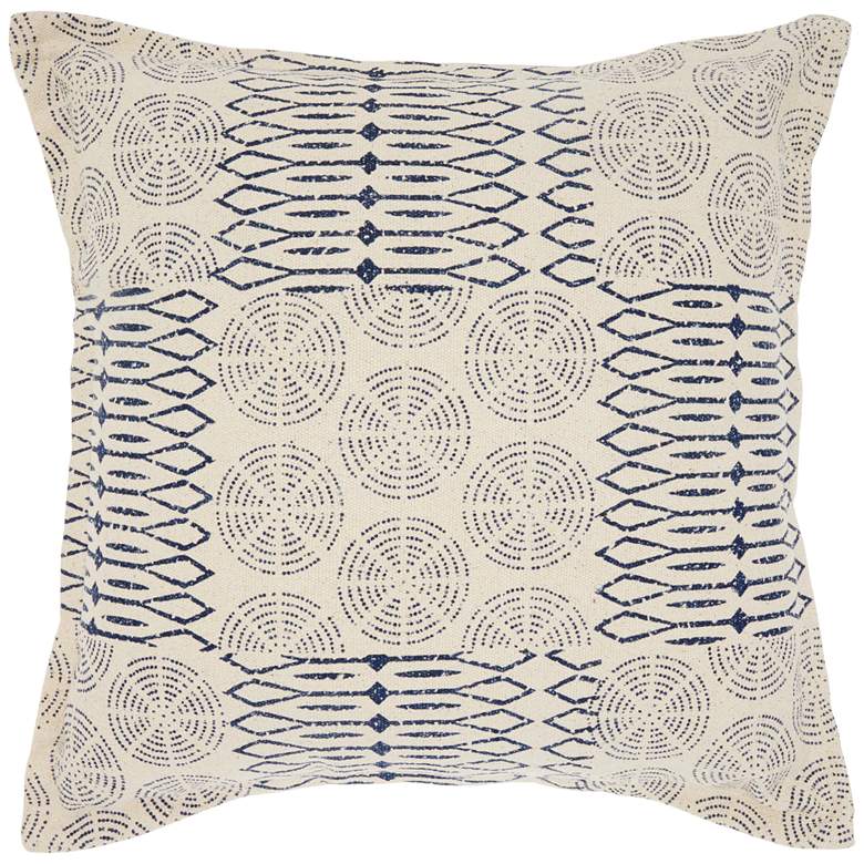 Image 1 Life Styles Indigo Circle Patch 20 inch Square Throw Pillow