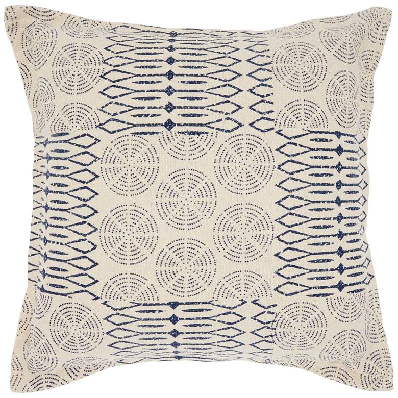 Image 1 Life Styles Indigo Circle Patch 20" Square Throw Pillow