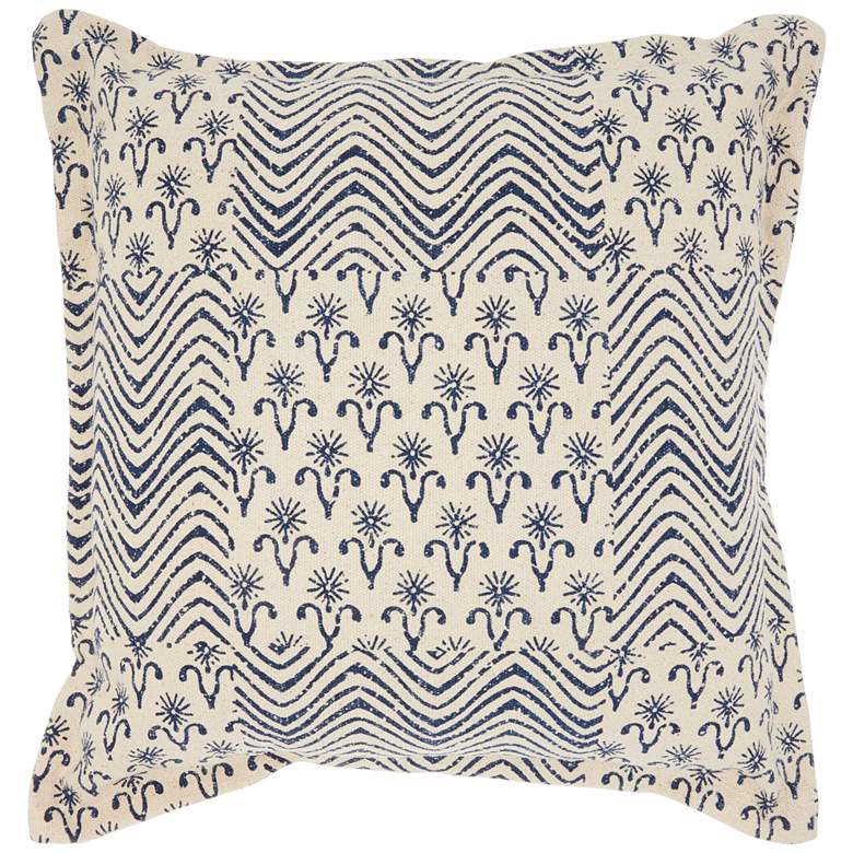Image 1 Life Styles Indigo Flower Patch 20 inch Square Throw Pillow