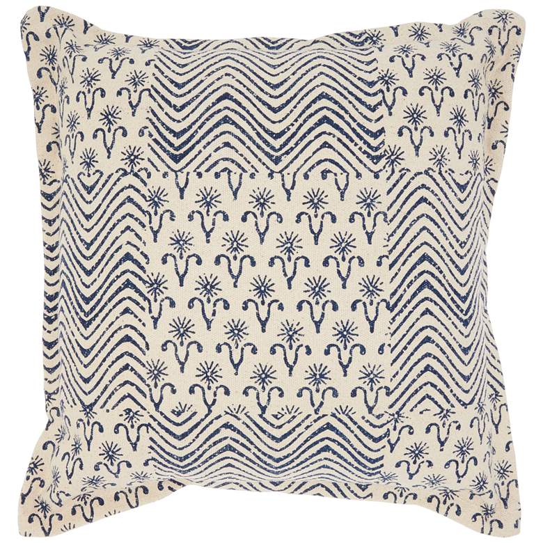 Image 1 Life Styles Indigo Flower Patch 20" Square Throw Pillow