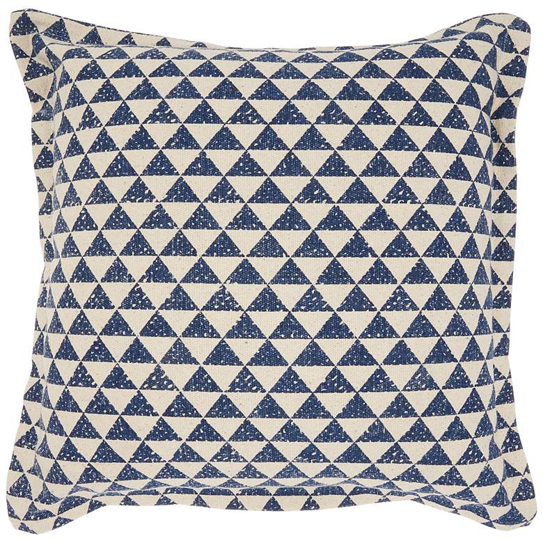 Image 2 Life Styles Indigo Triangles 20 inch Square Throw Pillow