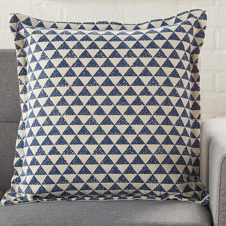 Image 1 Life Styles Indigo Triangles 20 inch Square Throw Pillow