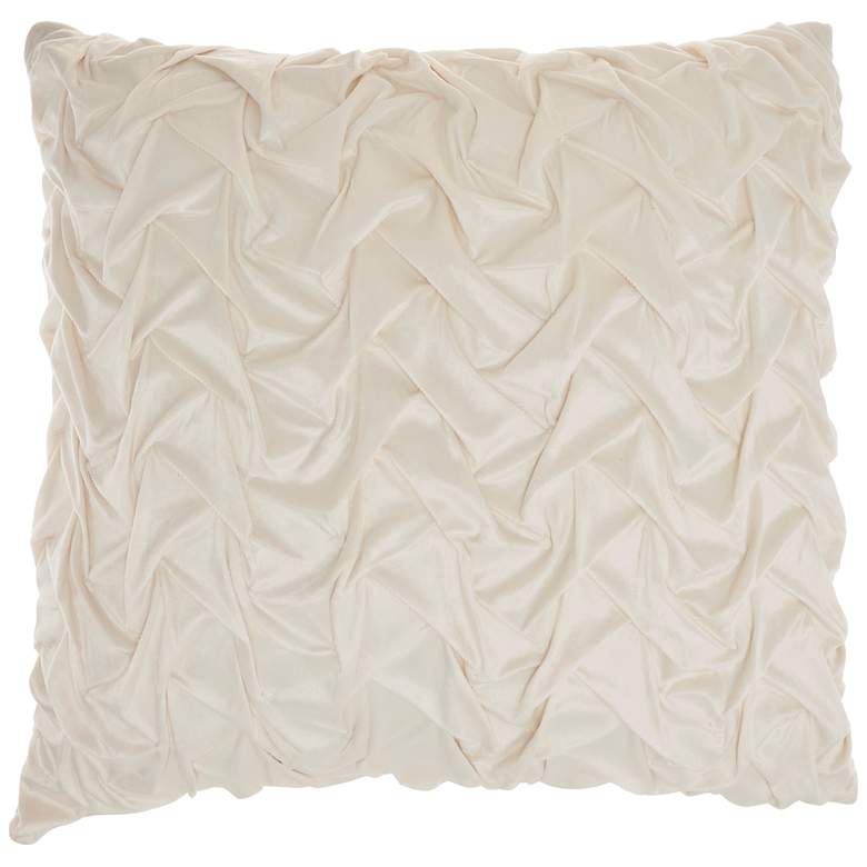Image 2 Life Styles Ivory Pleated Waves 22 inch Square Throw Pillow