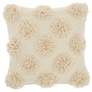 Life Styles Ivory Tufted Pom Poms 18" Square Throw Pillow