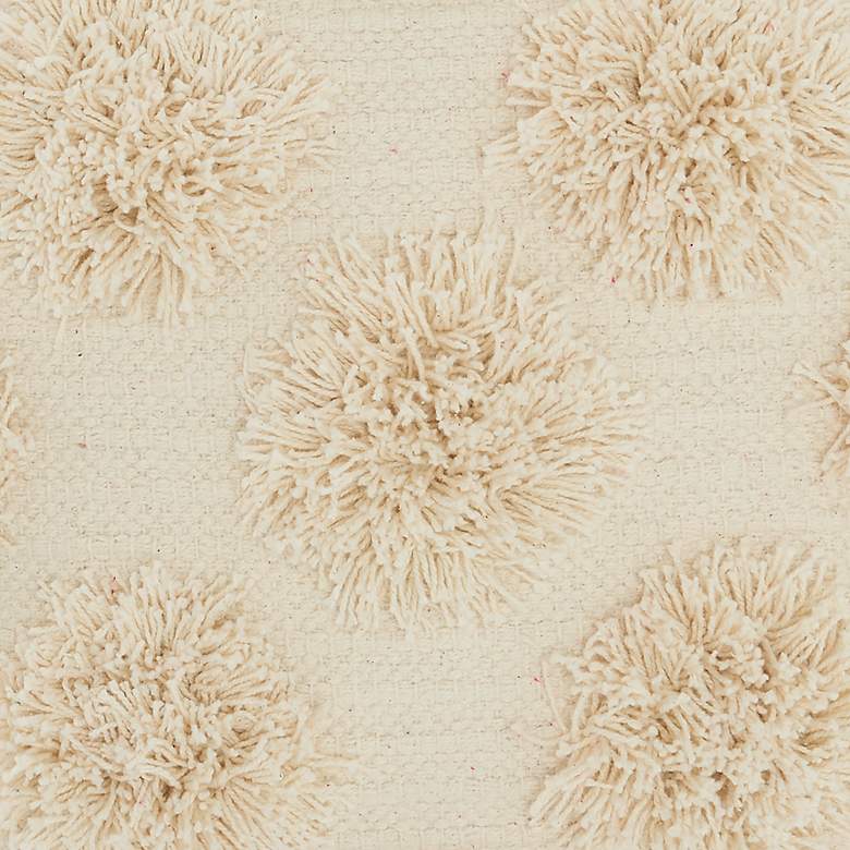 Image 3 Life Styles Ivory Tufted Pom Poms 18" Square Throw Pillow more views